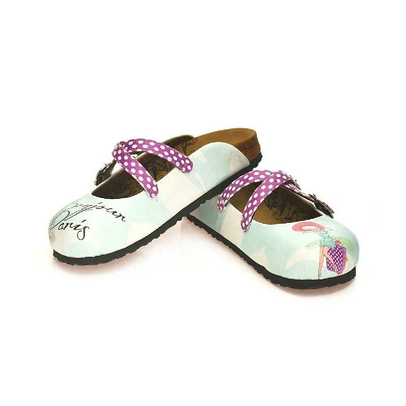 Fuchsia & White Bonjour Paris Cross-Strap Clogs WCAL125