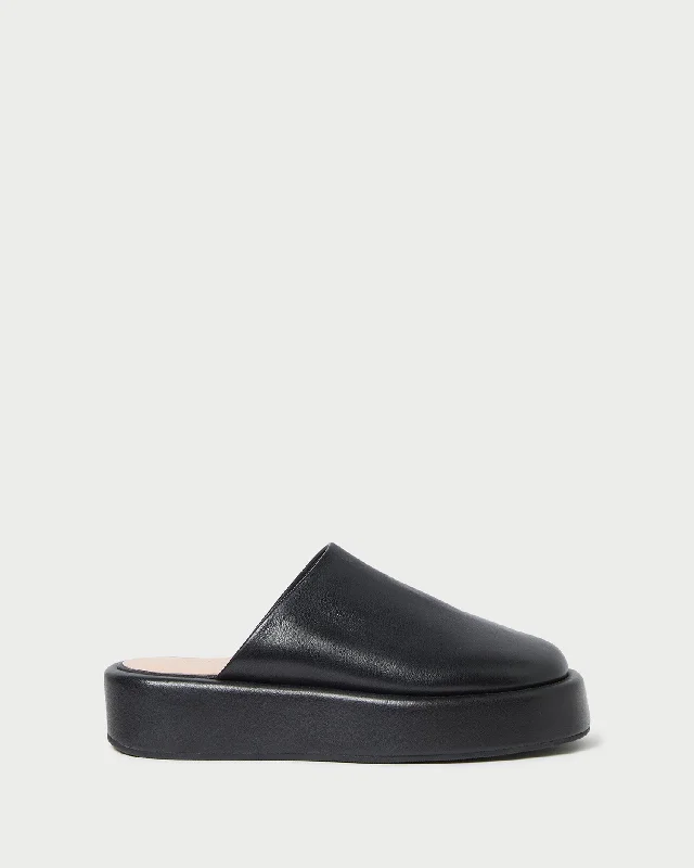 Haven Black Leather Mule