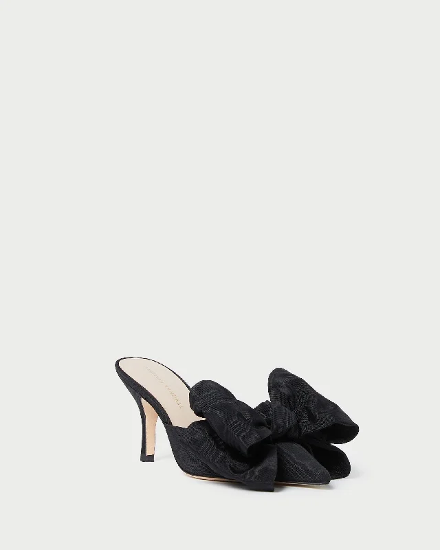 Margot Black Moiré Bow Mule