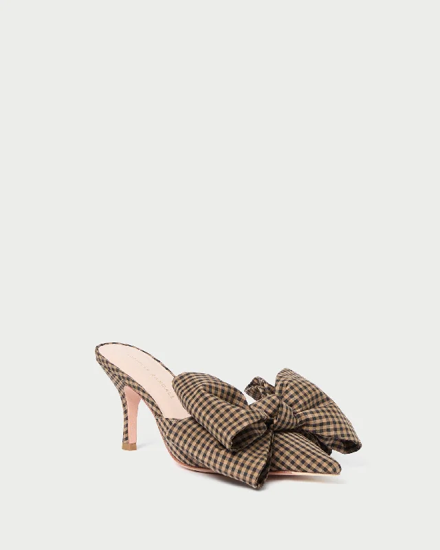 Margot Brown/Black Check Bow Mule