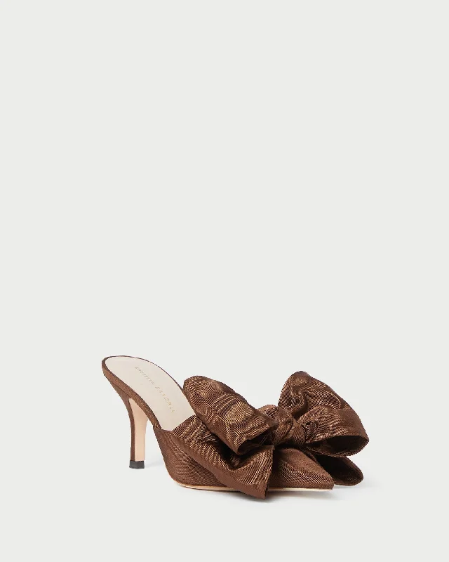 Margot Chocolate Moiré Bow Mule