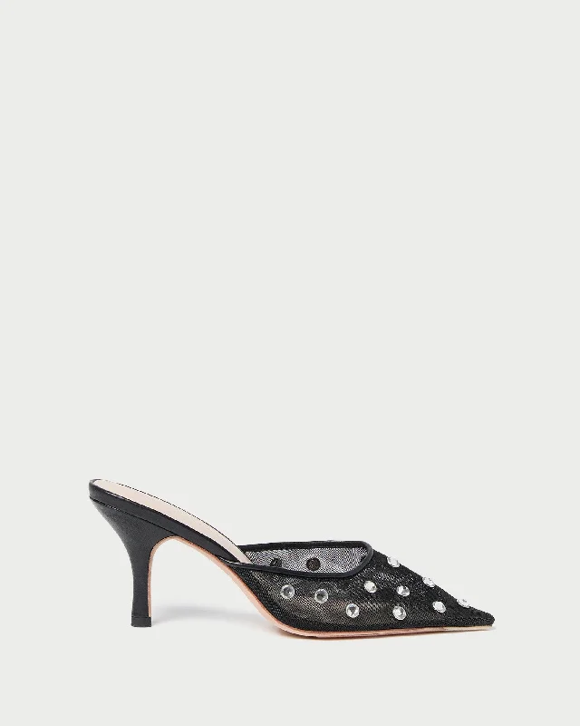 Paloma Black/Crystal Mesh Mule