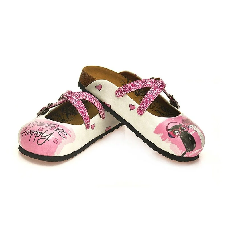 Pink We Are Happy Cross-Strap Clogs WCAL128