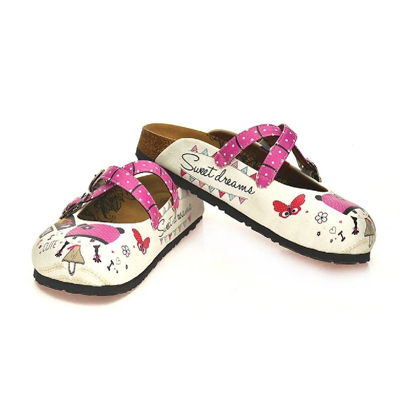 Pink & White Pretty Girl Clogs WCAL130