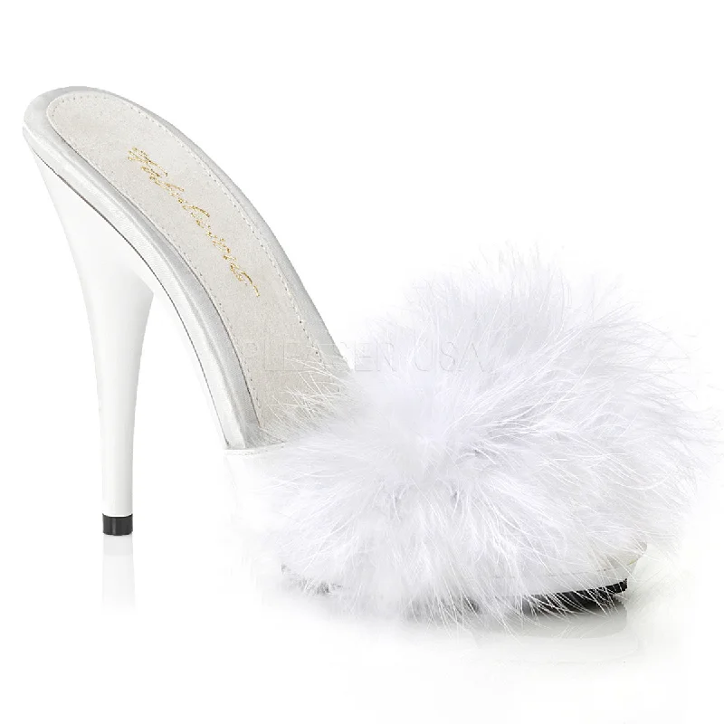 White Satin-Marabou Fur/White