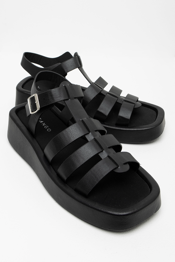 Strappy Flatform Sandal Black