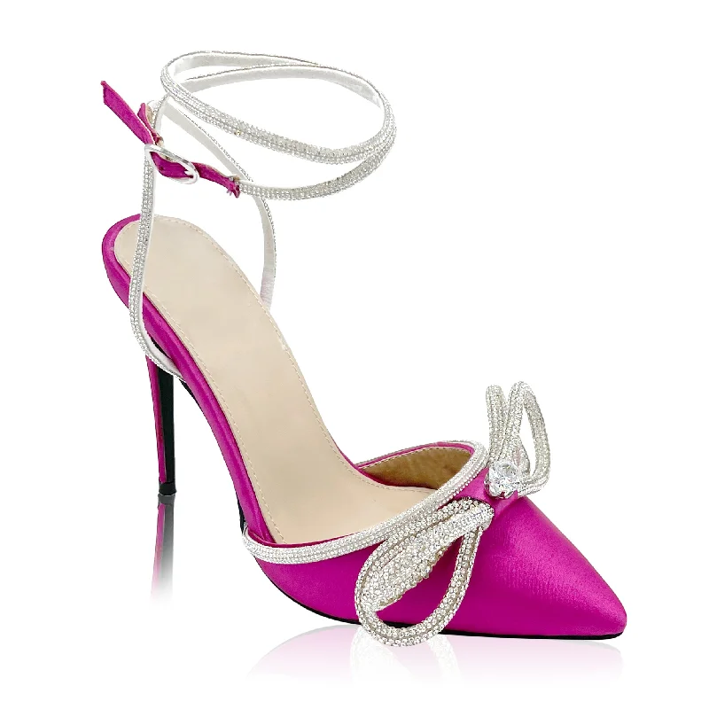 Take Me Dancing- Magenta Heel with Bling Ankle Straps