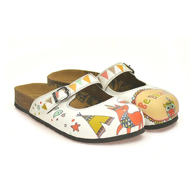 White & Orange Be Brave Clogs CAL807