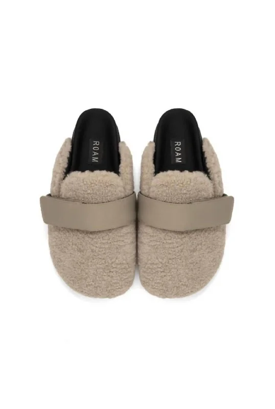 Women's Fuzzy Loafer Mule In Cement