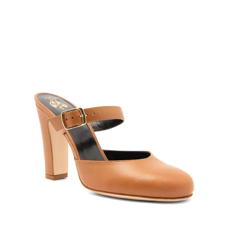 Women's Nina Calf Leather Mule In Brown